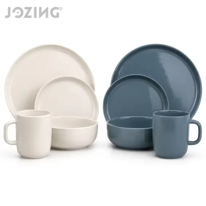 4-Piece Nordic Blue Porcelain Dinnerware Set