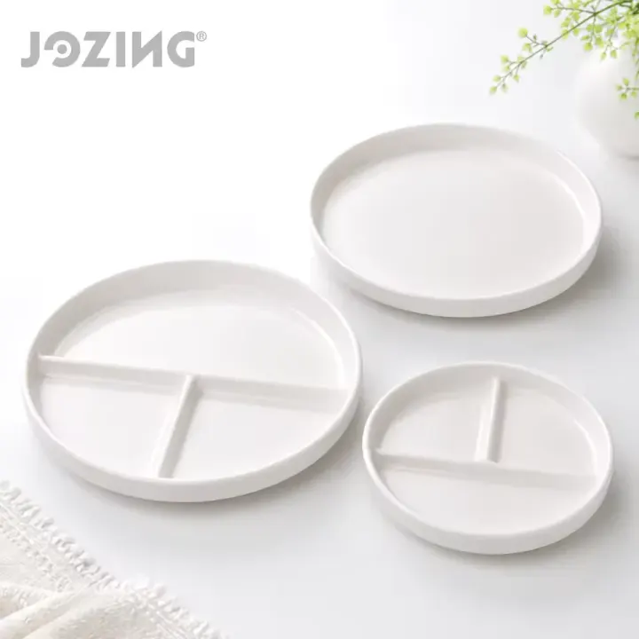 White Ceramic Divided and Plain Lunch Plates