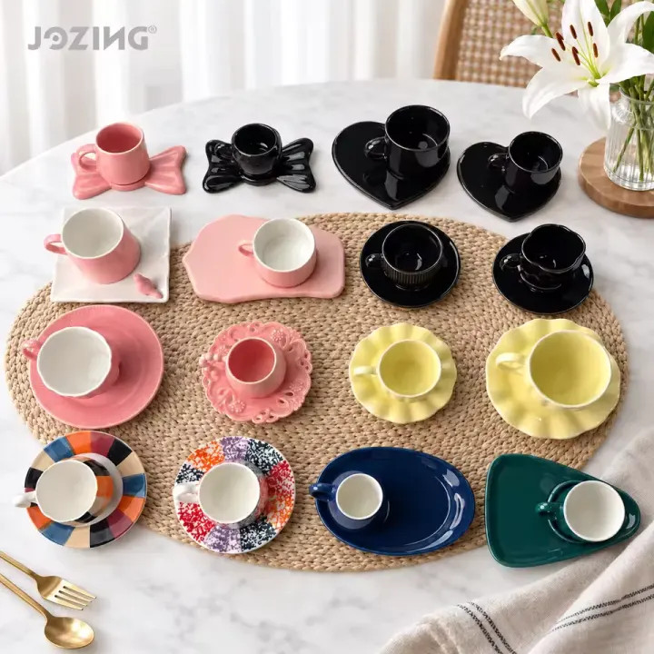 Assorted Ceramic Espresso Cup and Saucer Sets by the Ton