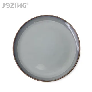13.8inch Dusty Blue Reactive Glaze Stoneware Serving Plate