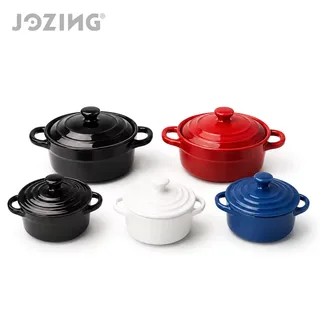Mini Ceramic Cocottes with Lids in Four Colors