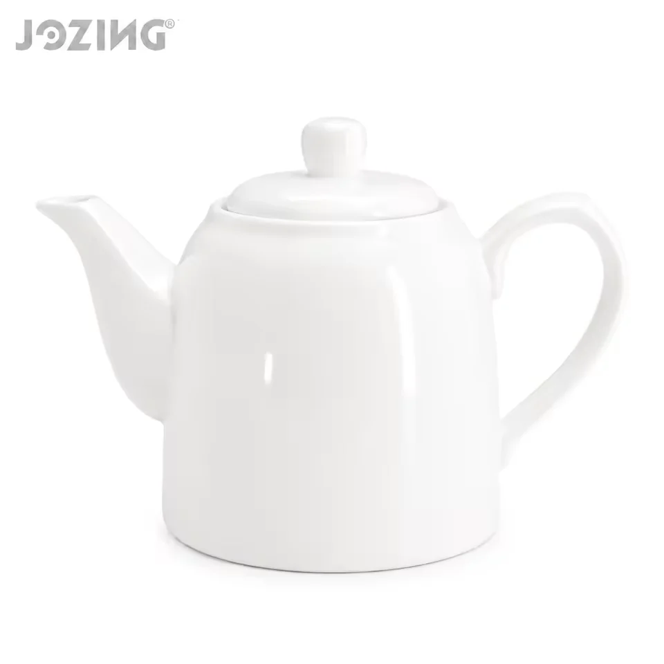 34oz White Ceramic Teapot with Lid product view