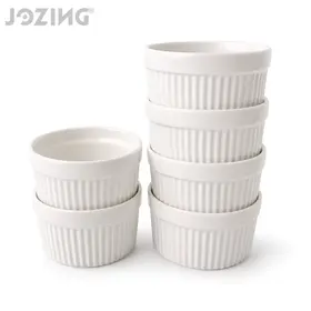 White Fluted Ceramic Ramekins in Two Sizes
