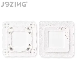 White Square Pierced Ceramic Plates in Two Lattice Designs