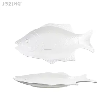 White Ceramic Fish-Shaped Serving Platters