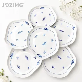 10.2inch White Ceramic Leaf Pattern Serving Plate