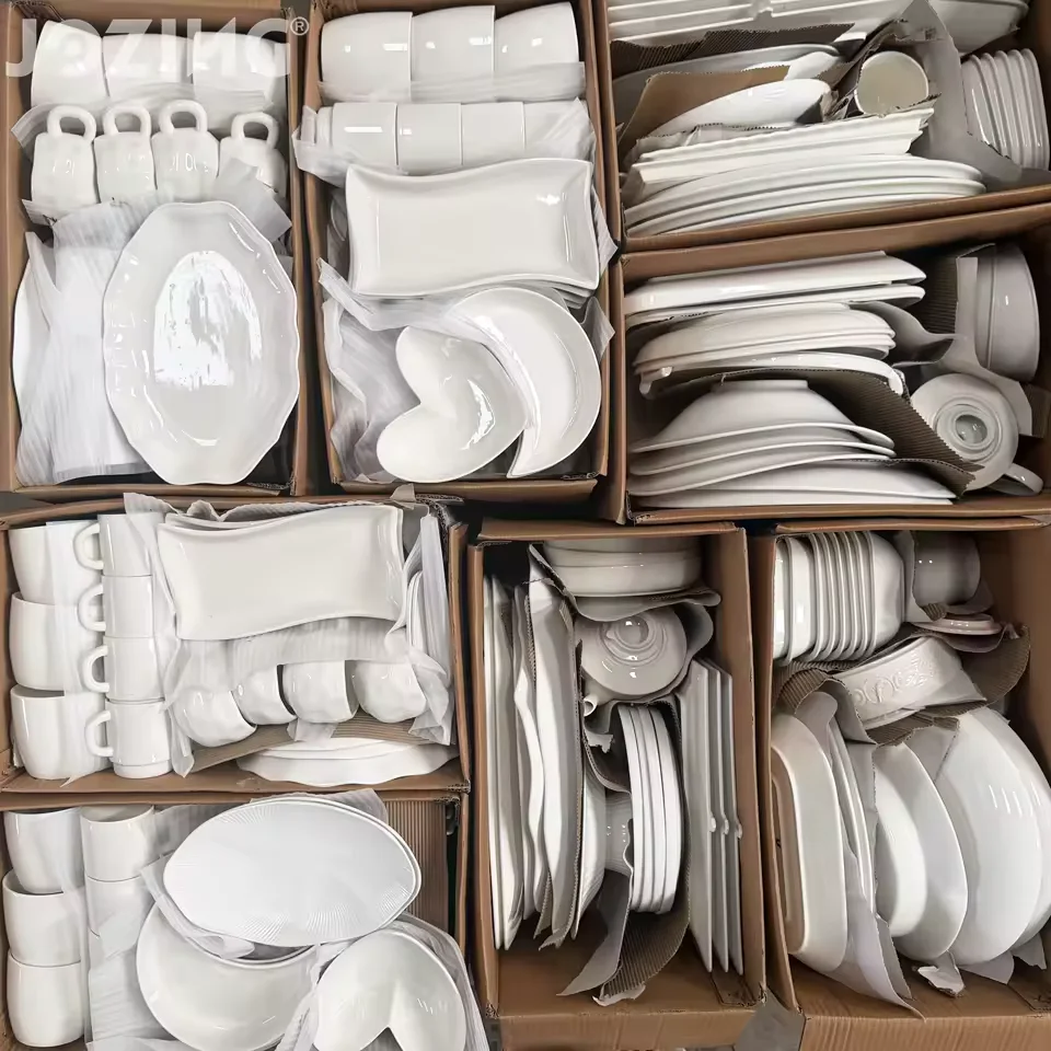 Large White Ceramic Dinnerware Mixed Stock by the Ton product view